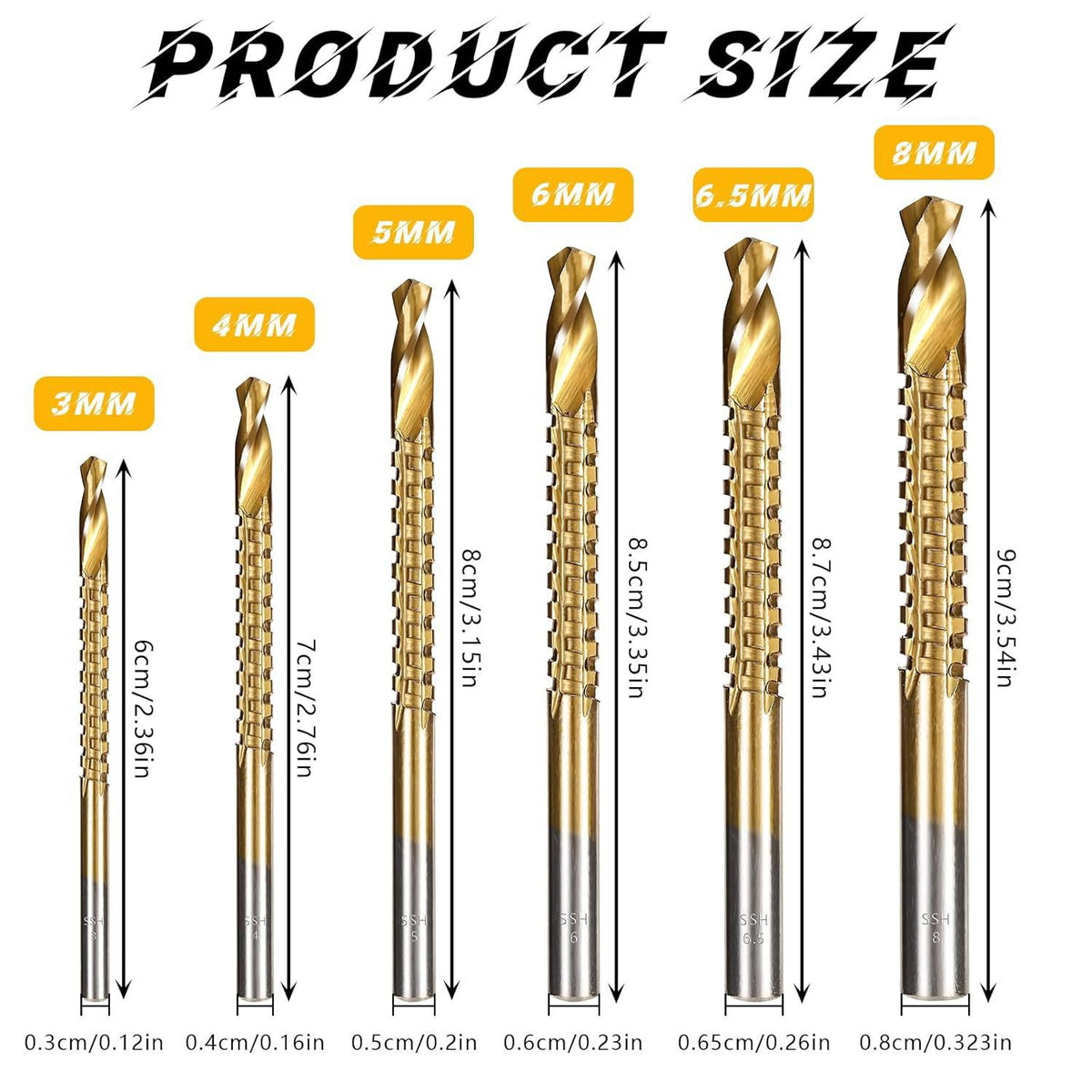 🛠️ 6-Piece Titanium-Coated Drill Bit Set – Drill, Cut & Carve Like a Pro!