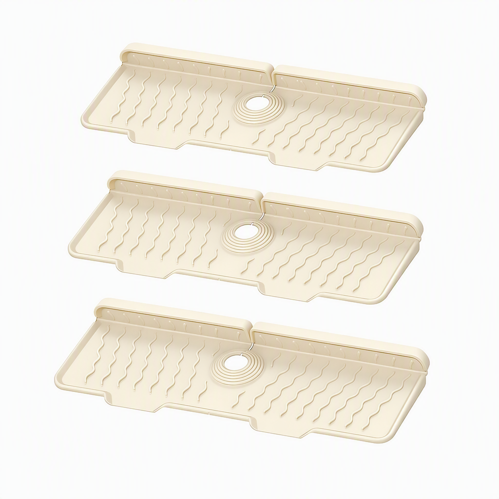 🔥Last Day 33% OFF -🧽 Silicone Faucet Splash Guard Mat — Drain Fast, Cuttable