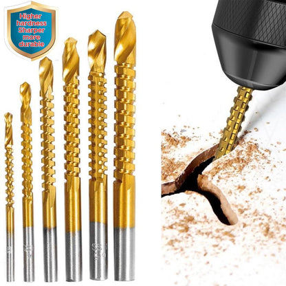 🛠️ 6-Piece Titanium-Coated Drill Bit Set – Drill, Cut & Carve Like a Pro!