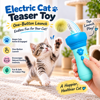 🔥Last Day 20% OFF-🐾2026 New Contcove® Electric Cat Teaser Toy – One-Button Launch Interactive Cat Fishing Toy 🎣
