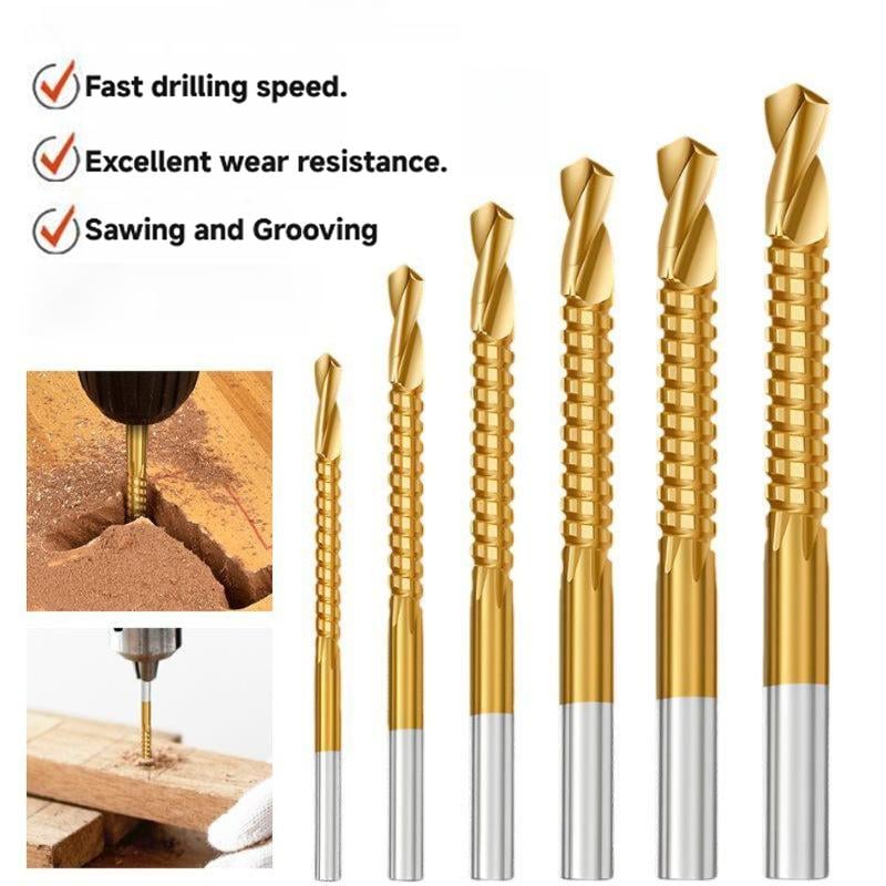 🛠️ 6-Piece Titanium-Coated Drill Bit Set – Drill, Cut & Carve Like a Pro!