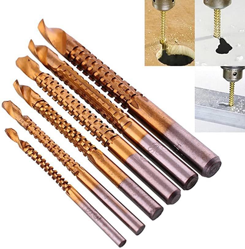 🛠️ 6-Piece Titanium-Coated Drill Bit Set – Drill, Cut & Carve Like a Pro!