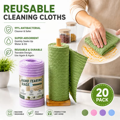 🧽 20-Pack Reusable Plush Cleaning Cloth Roll ✨ ✨Washable & Absorbent
