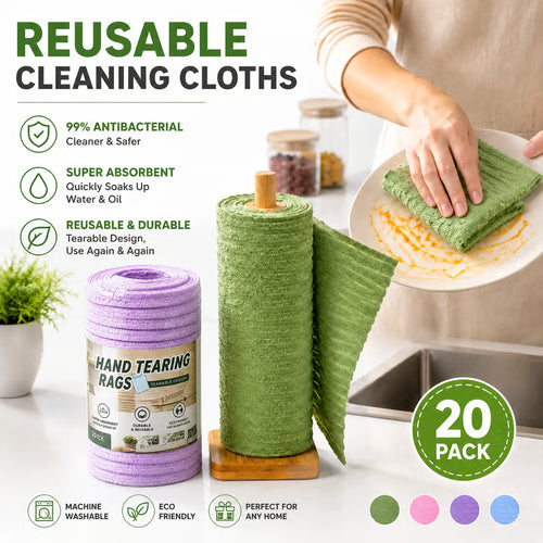 🧽 20-Pack Reusable Plush Cleaning Cloth Roll ✨ ✨Washable & Absorbent