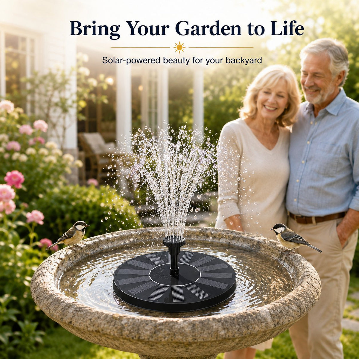 🏆Flash Sale⚡Solar Bath Fountain with 6 Nozzle