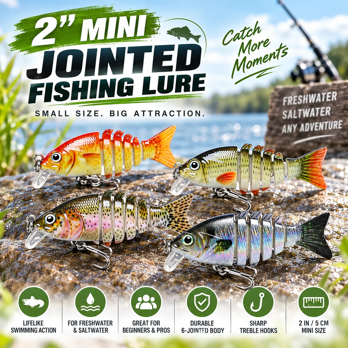 🎣2'' Lifelike Fishing Lures for Freshwater and Saltwate