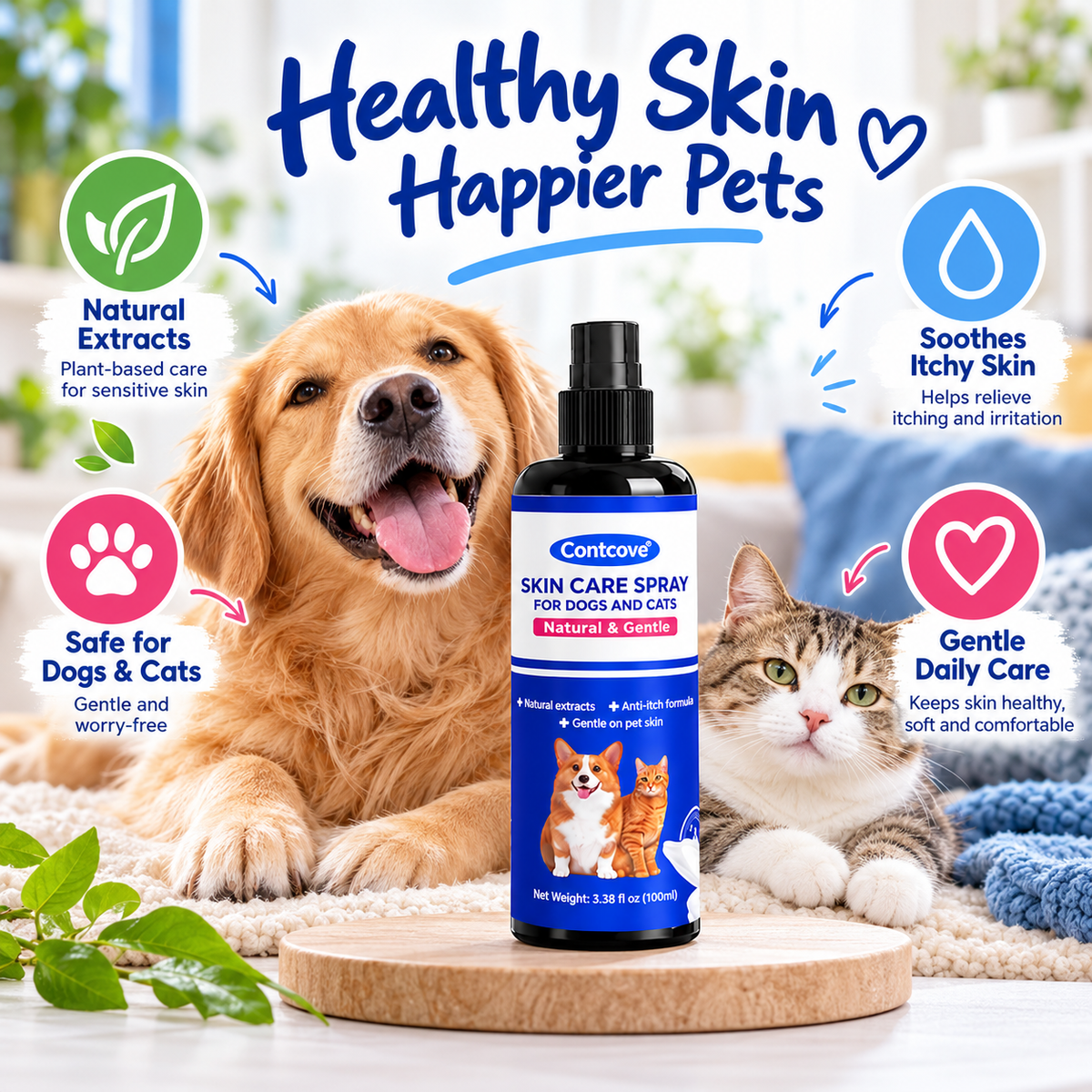 🔥LAST DAY - BUY 1 GET 1 FREE!!🎁 Moisturizing Pet Skin Care Spray for Dogs & Cats
