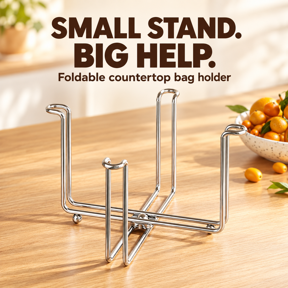 ✨ 2-in-1 Foldable Kitchen Bag Holder 🛒 – Keep Counters Neat & Clutter-Free!