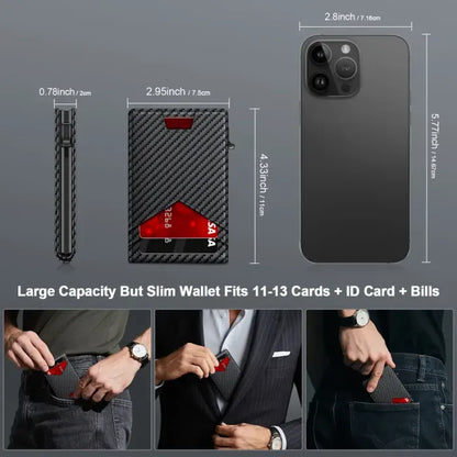 🔥Last Day 20% OFF-🎁2026 New LOVILDS® Men's Minimalist Carbon Fiber Pop-Up Wallet with RFID Blocking