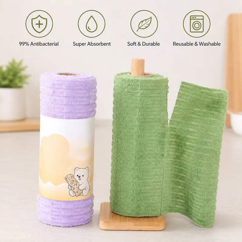 🧽 20-Pack Reusable Plush Cleaning Cloth Roll ✨ ✨Washable & Absorbent