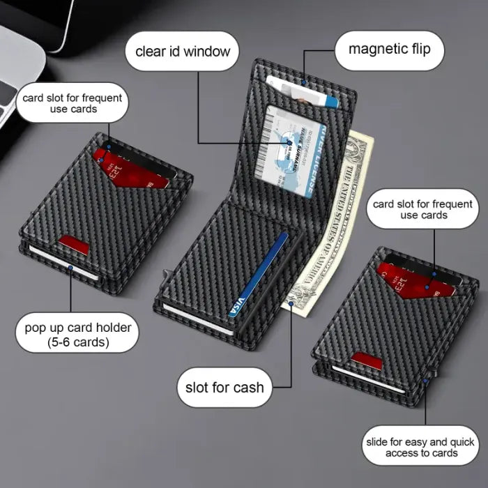 🔥Last Day 20% OFF-🎁2026 New LOVILDS® Men's Minimalist Carbon Fiber Pop-Up Wallet with RFID Blocking