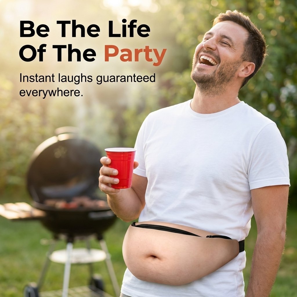 😂 3D Beer Belly Fanny Pack 🎁 – LOVILDS® Hilarious Dad Bag & Funny Gag Gift