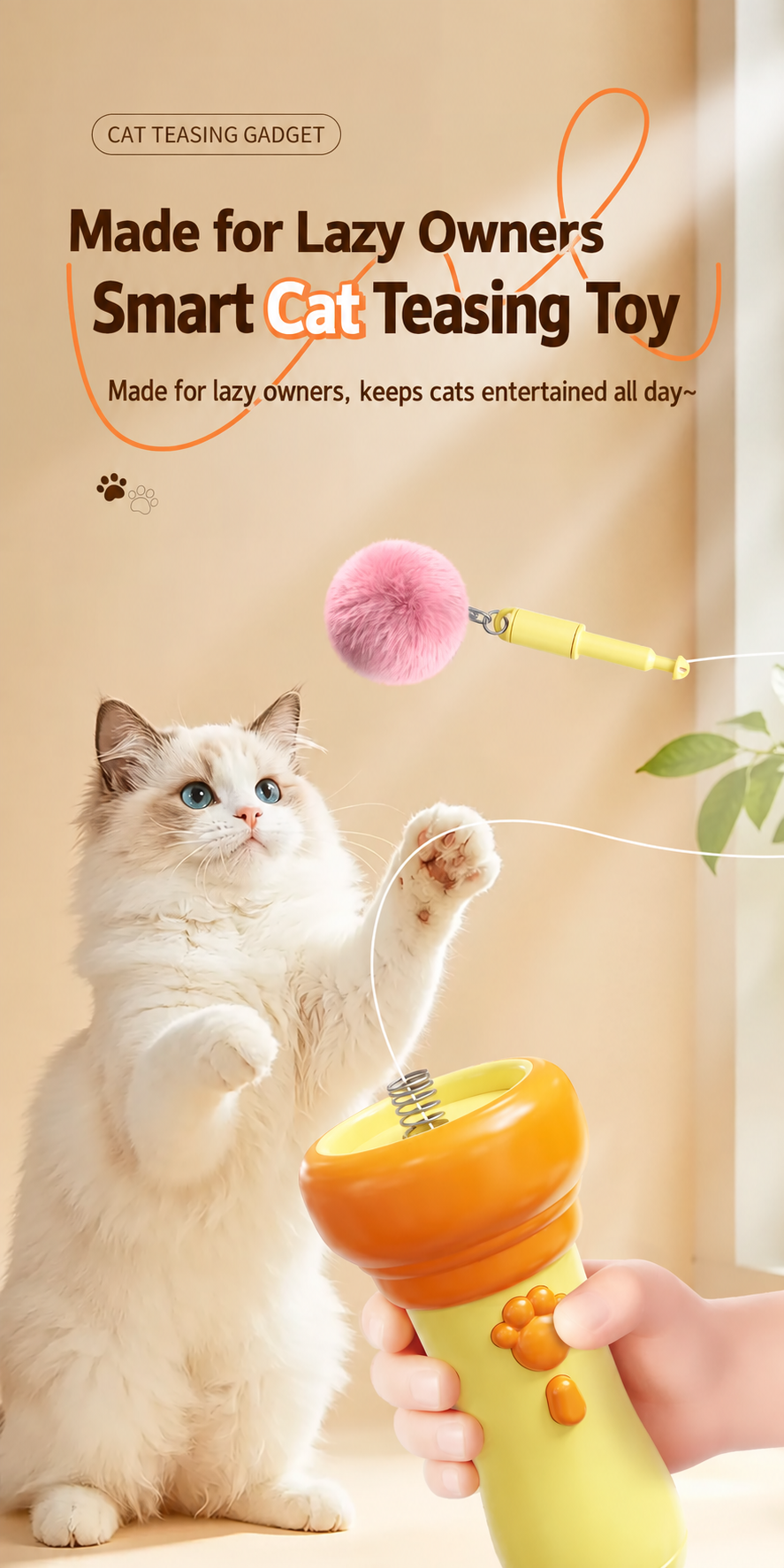 🔥Last Day 20% OFF-🐾2026 New Contcove® Electric Cat Teaser Toy – One-Button Launch Interactive Cat Fishing Toy 🎣