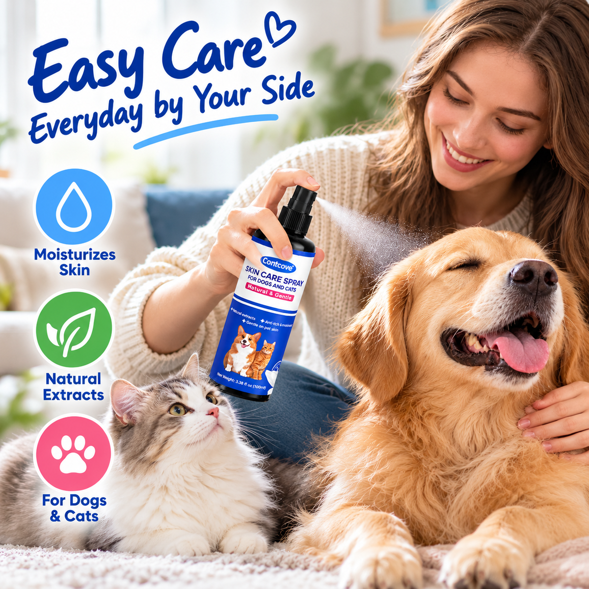 🔥LAST DAY - BUY 1 GET 1 FREE!!🎁 Moisturizing Pet Skin Care Spray for Dogs & Cats