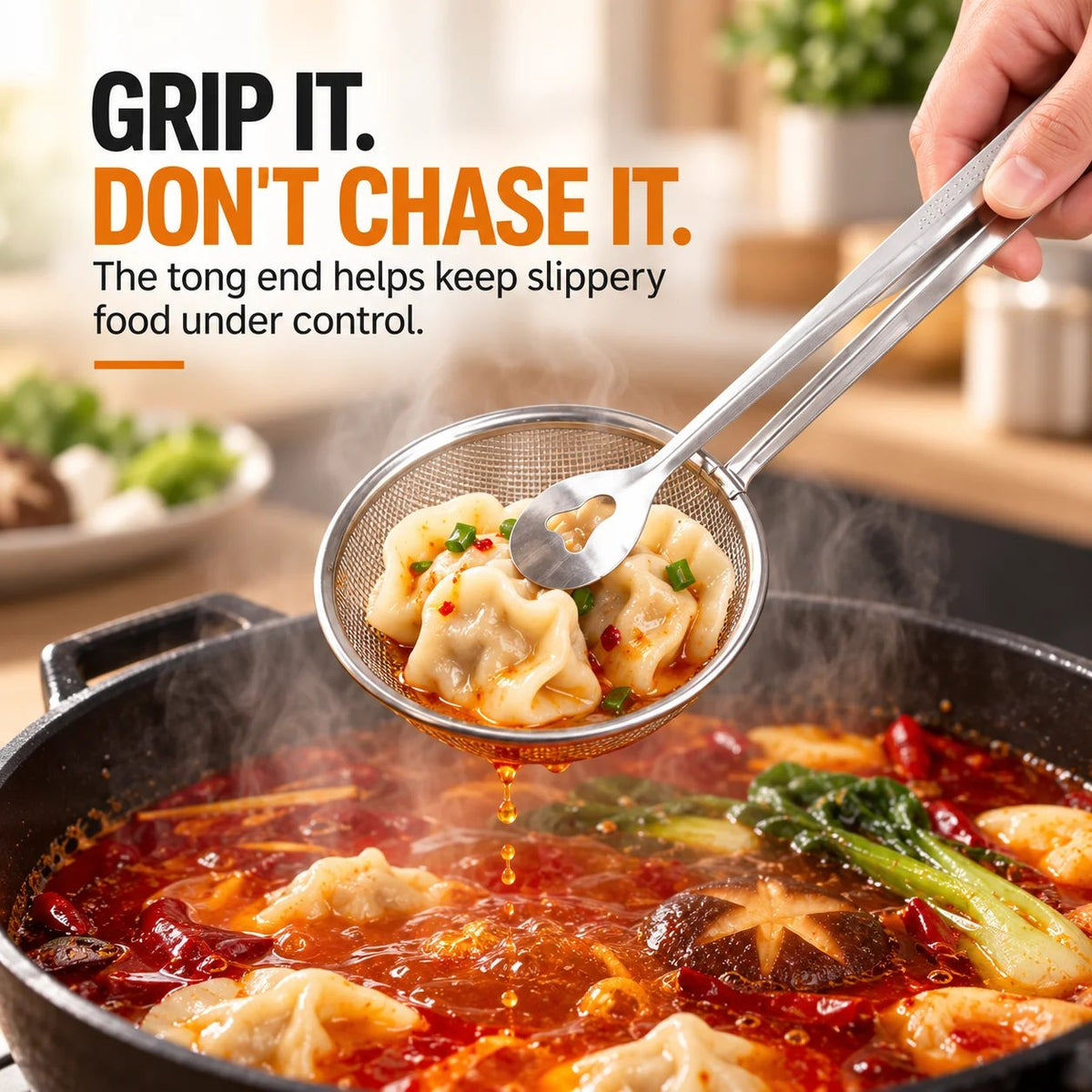 🔥LAST DAY - BUY 1 GET 1 FREE!!🎁 2pack-2-in-1 Stainless Steel Strainer Tongs