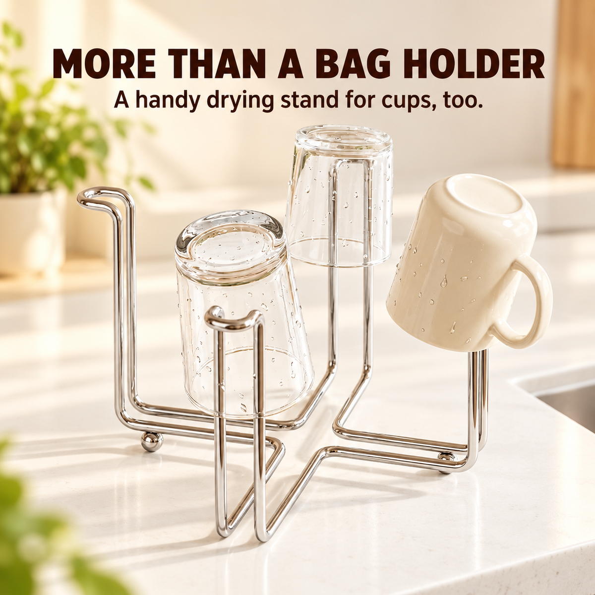 ✨ 2-in-1 Foldable Kitchen Bag Holder 🛒 – Keep Counters Neat & Clutter-Free!
