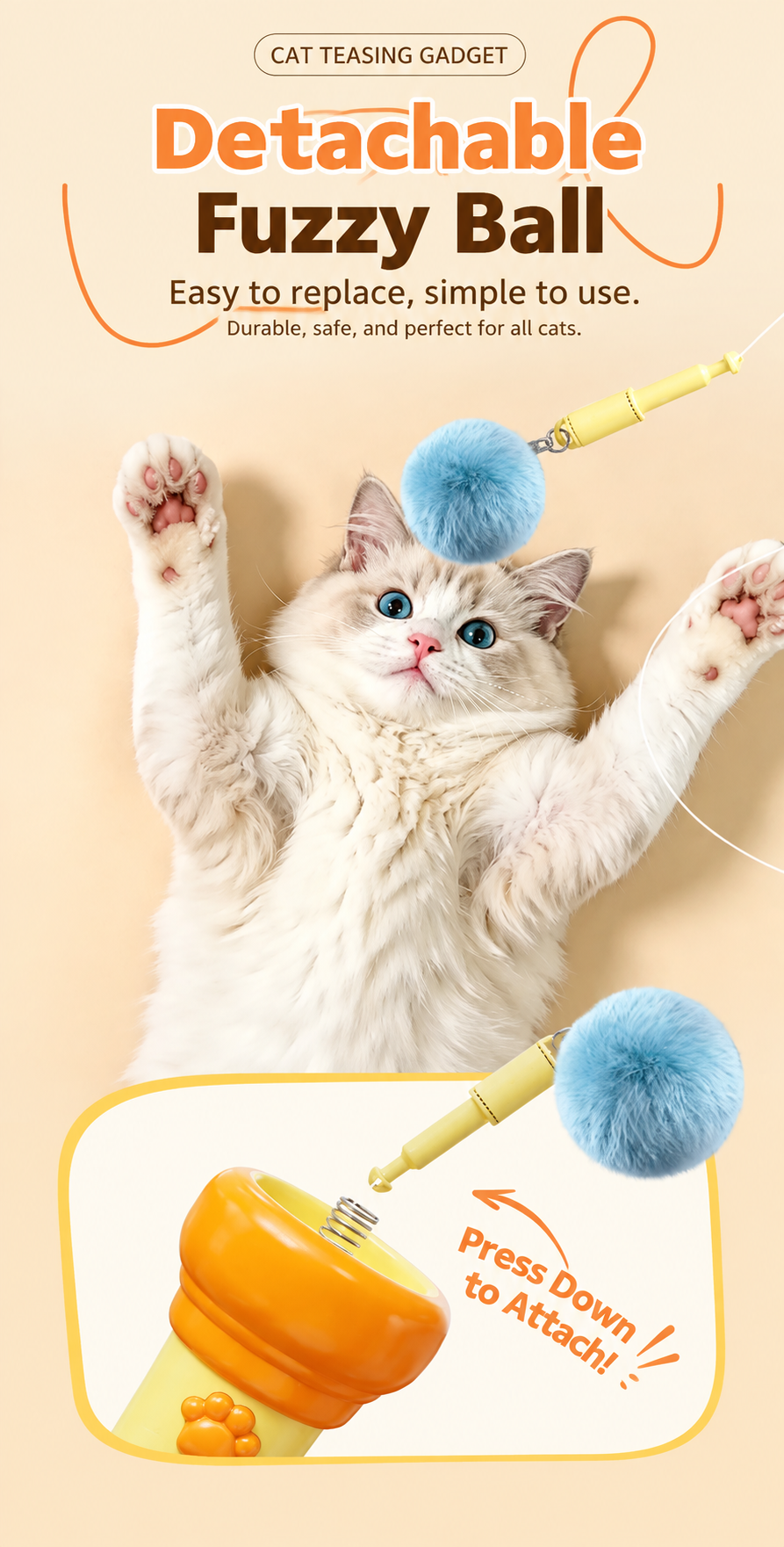 🔥Last Day 20% OFF-🐾2026 New Contcove® Electric Cat Teaser Toy – One-Button Launch Interactive Cat Fishing Toy 🎣