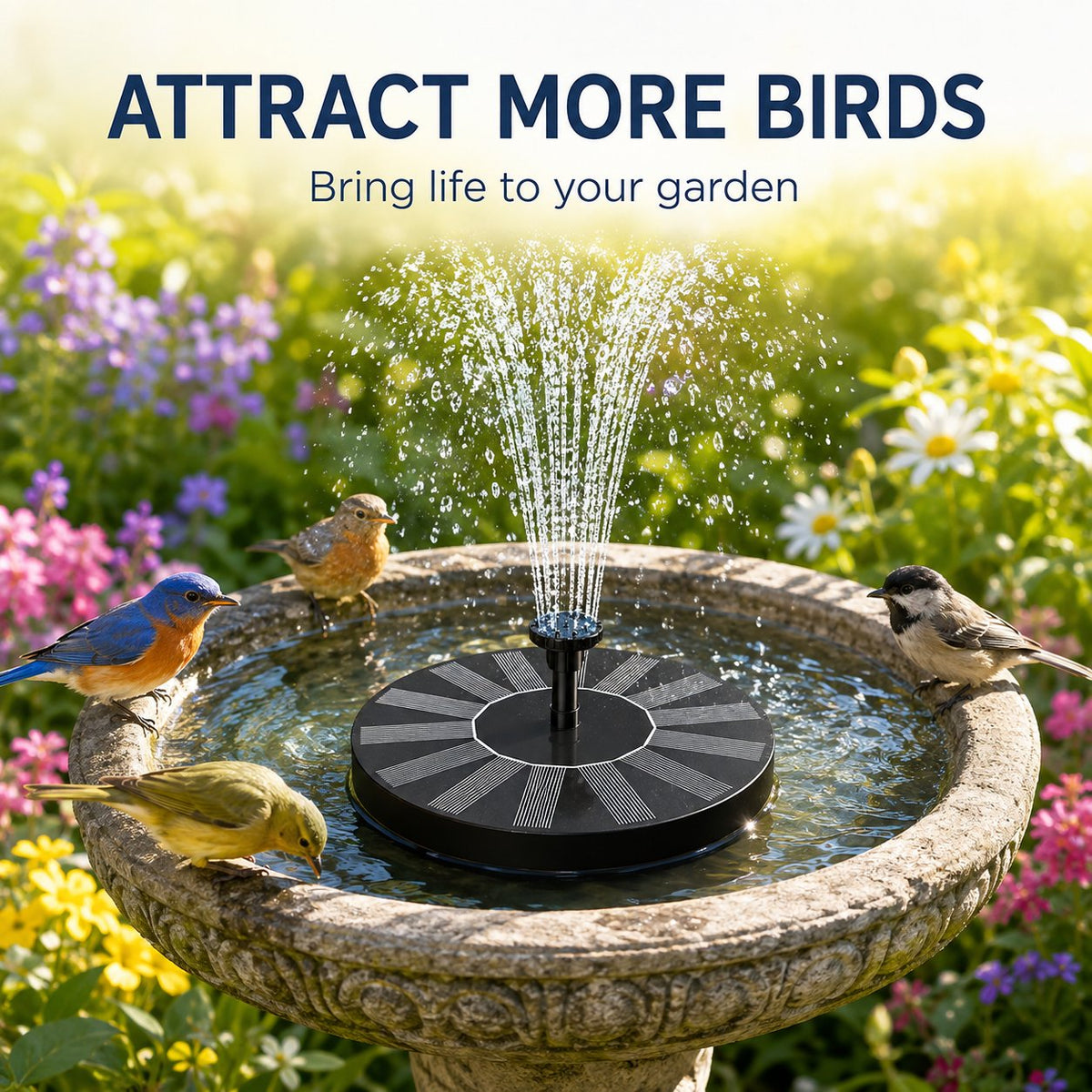 🏆Flash Sale⚡Solar Bath Fountain with 6 Nozzle