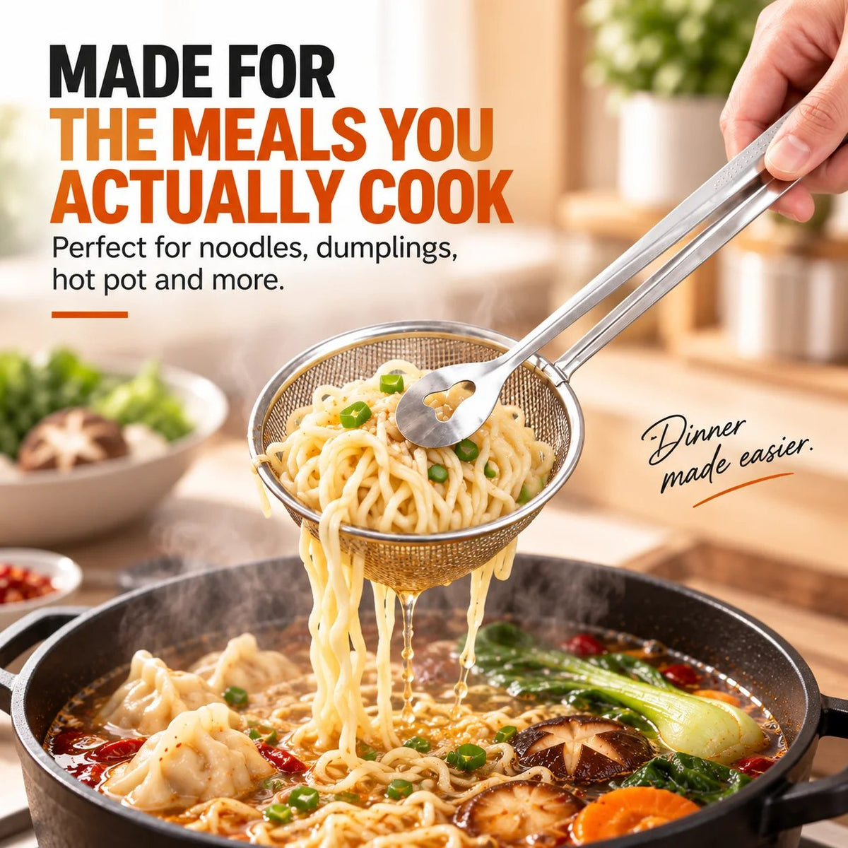 🔥LAST DAY - BUY 1 GET 1 FREE!!🎁 2pack-2-in-1 Stainless Steel Strainer Tongs