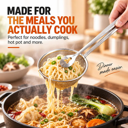 🔥LAST DAY - BUY 1 GET 1 FREE!!🎁 2pack-2-in-1 Stainless Steel Strainer Tongs
