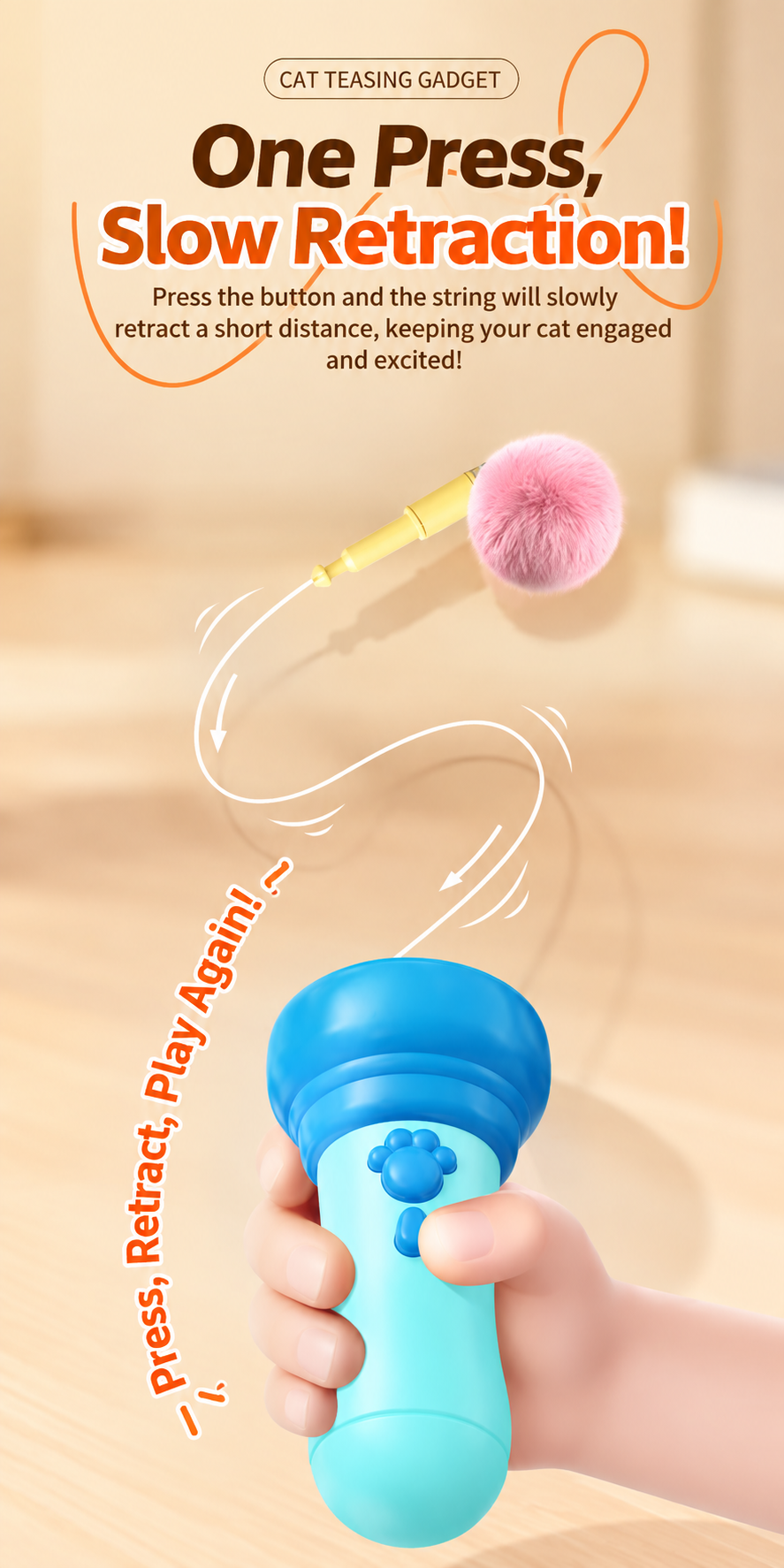🔥Last Day 20% OFF-🐾2026 New Contcove® Electric Cat Teaser Toy – One-Button Launch Interactive Cat Fishing Toy 🎣