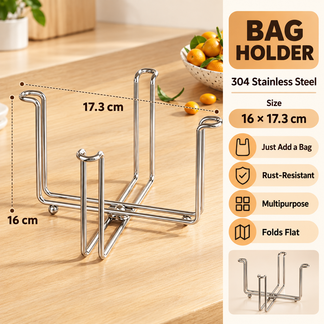 ✨ 2-in-1 Foldable Kitchen Bag Holder 🛒 – Keep Counters Neat & Clutter-Free!