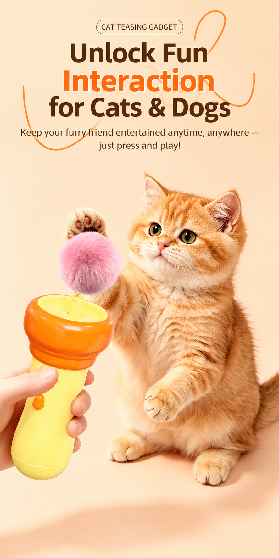 🔥Last Day 20% OFF-🐾2026 New Contcove® Electric Cat Teaser Toy – One-Button Launch Interactive Cat Fishing Toy 🎣