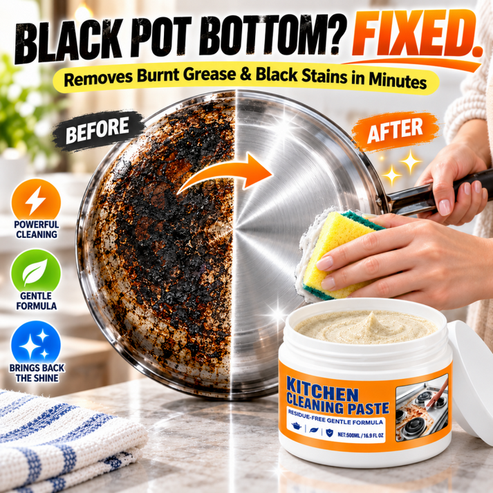 🧽 QIAWI® Multi-Purpose Kitchen Cleaning Paste – Powerful Grease & Stain Remover✨