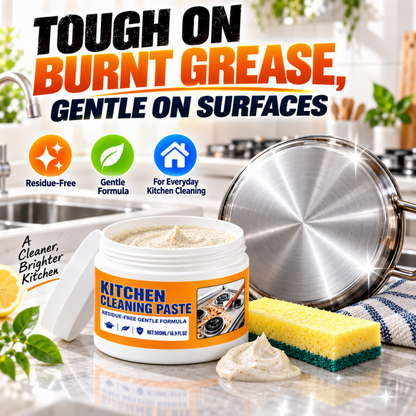 🧽 QIAWI® Multi-Purpose Kitchen Cleaning Paste – Powerful Grease & Stain Remover✨