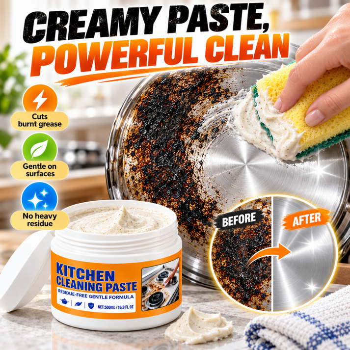 🧽 QIAWI® Multi-Purpose Kitchen Cleaning Paste – Powerful Grease & Stain Remover✨