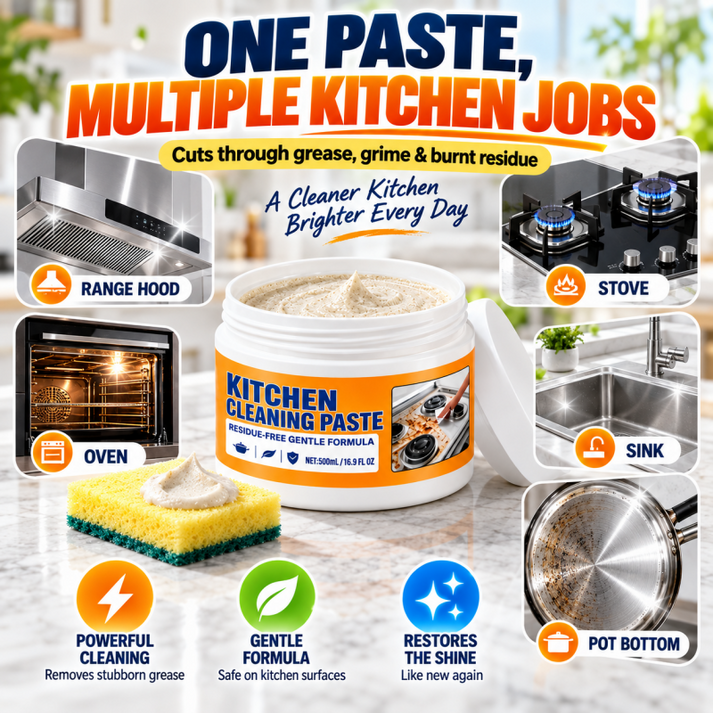 🧽 QIAWI® Multi-Purpose Kitchen Cleaning Paste – Powerful Grease & Stain Remover✨