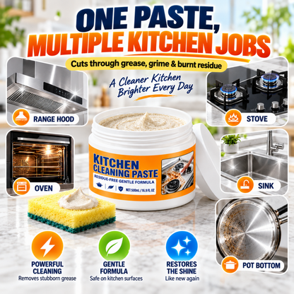 🧽 QIAWI® Multi-Purpose Kitchen Cleaning Paste – Powerful Grease & Stain Remover✨