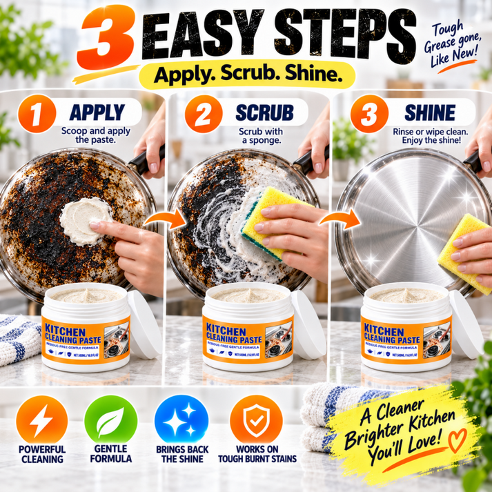 🧽 QIAWI® Multi-Purpose Kitchen Cleaning Paste – Powerful Grease & Stain Remover✨
