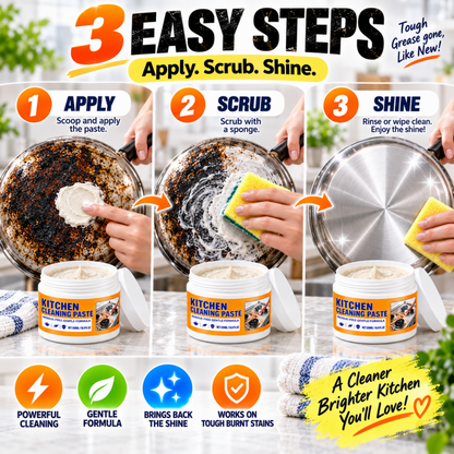 🧽 QIAWI® Multi-Purpose Kitchen Cleaning Paste – Powerful Grease & Stain Remover✨