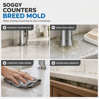 🔥Last Day 33% OFF -🧽 Silicone Faucet Splash Guard Mat — Drain Fast, Cuttable