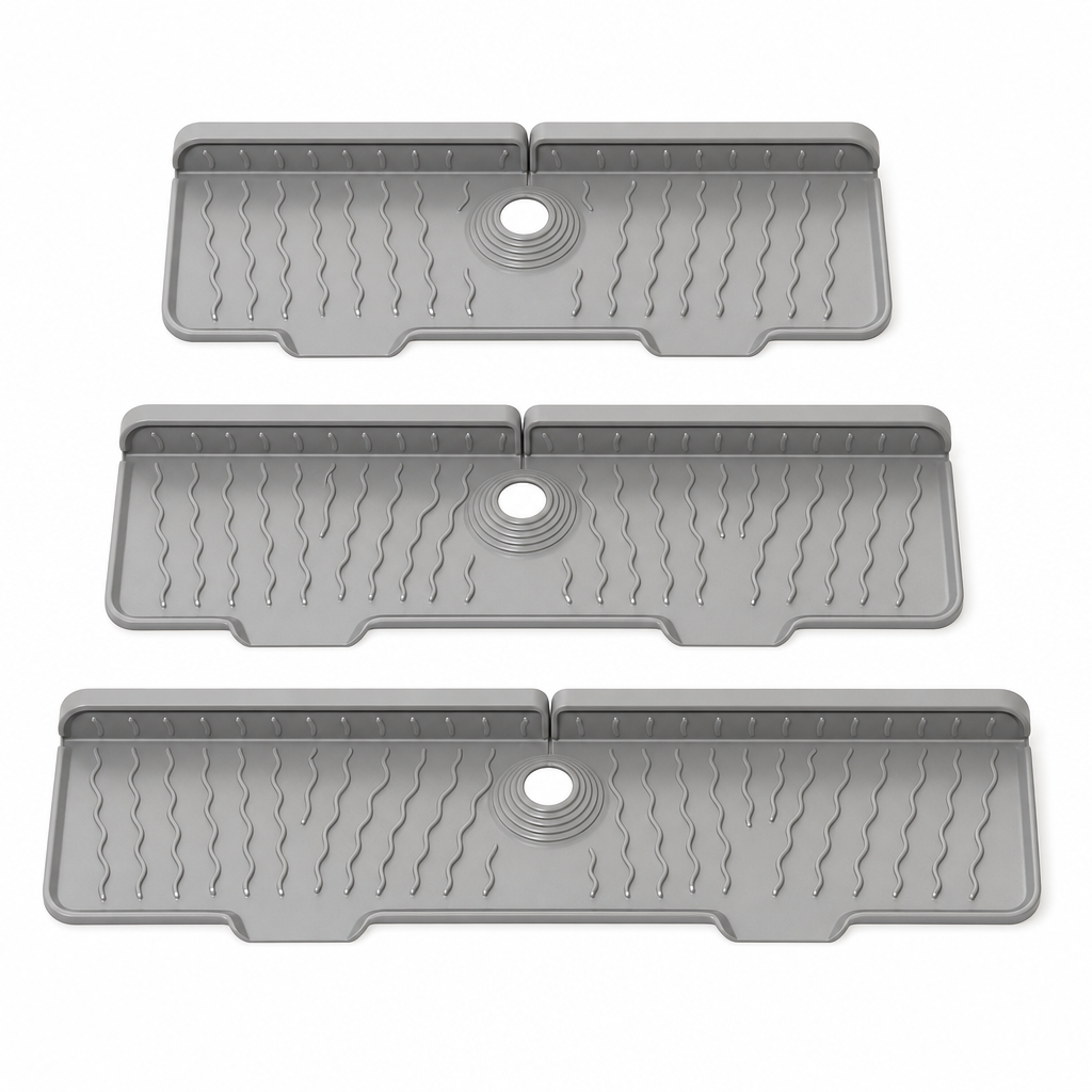 🔥Last Day 33% OFF -🧽 Silicone Faucet Splash Guard Mat — Drain Fast, Cuttable